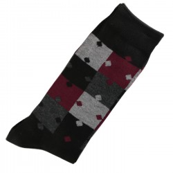 Pack de 2 Chaussettes Homme Classique Puzzle Coton Noir