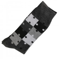 Pack de 2 Paires Chaussettes Homme Classique Puzzle Coton Gris Anthracite