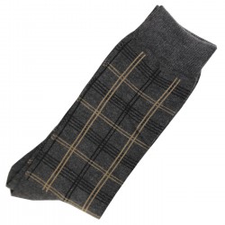 Pack de 2 Paires Chaussettes Carreaux Homme Classique Coton Gris Anthracite