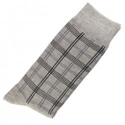 Pack de 2 Paires Chaussettes Carreaux Homme Classique Coton Gris