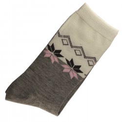 Pack de 2 Paires Chaussettes Femme Coton Bicolore Blanc/Gris