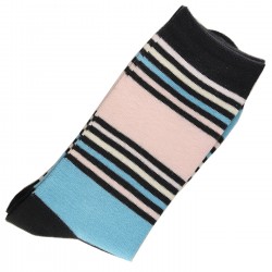 Pack de 2 Paires Chaussettes Mixte Coton Rayée Multicolore