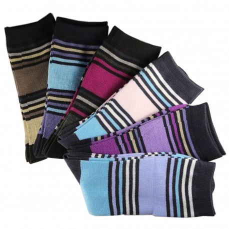 Pack de 12 Paires Chaussettes Mixte Coton Rayée Multicolore