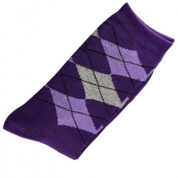 Pack de 2 Paires Chaussettes Femme Coton Ecossais Violet