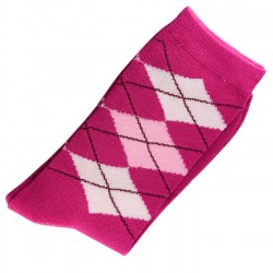 Pack de 2 Paires Chaussettes Femme Coton Ecossais Fuchsia