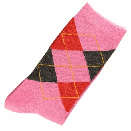 Chaussettes Femme Coton Ecossais Fuschia