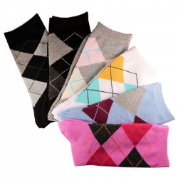 Pack de 6 Paires Assorties Chaussettes Femme Coton Ecossais