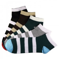 Pack de 5 Paires Socquettes Assorties Coton Rayée Homme T.U.