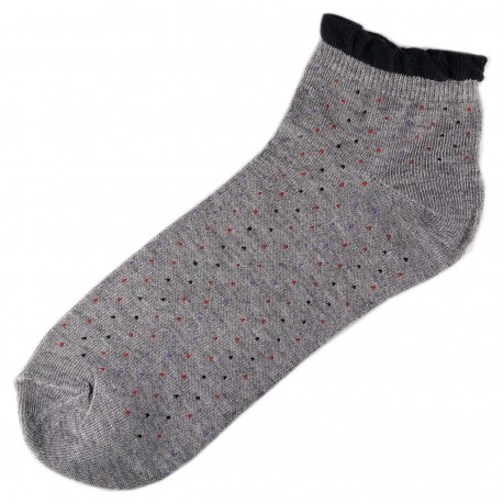 Socquettes Coton Petits Pois Femme T.U. Gris