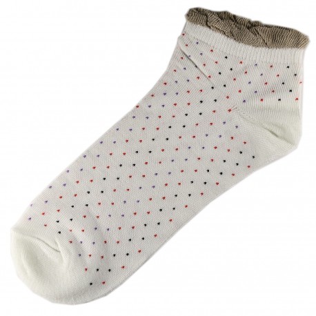 Socquettes Coton Petits Pois Femme T.U. Blanc Cassé