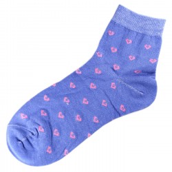 Pack de 3 Paires Chaussettes Coton Coeur Femme T.U. Bleu