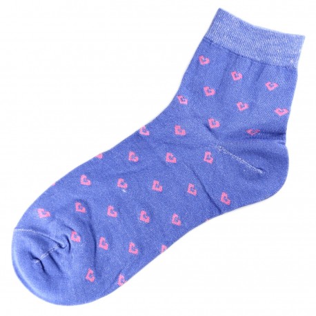 Pack de 3 Paires Chaussettes Coton Coeur Femme T.U. Bleu