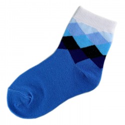 Pack de 3 Paires Chaussettes Garçon Coton Motifs Ecossais Bleu