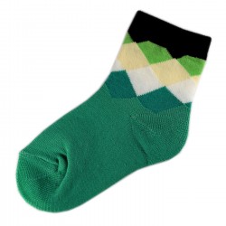 Pack de 3 Paires Chaussettes Garçon Coton Motifs Ecossais Vert