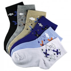 Pack de 12 Paires Chaussettes Assorties Garçon Coton Motifs Avions