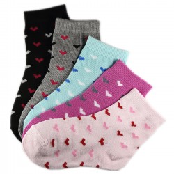 Pack de 12 Paires Chaussettes Assorties Fille Coton Motifs Petits Coeurs