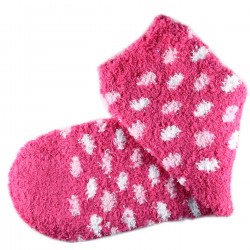 Pack de 3 Paires Chaussettes Chaudes Polaire Motif Petits Pois Fuchsia