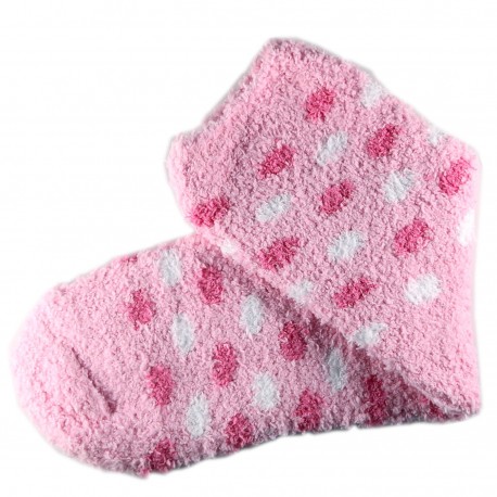 Pack de 3 Paires Chaussettes Chaudes Polaire Motif Petits Pois Rose