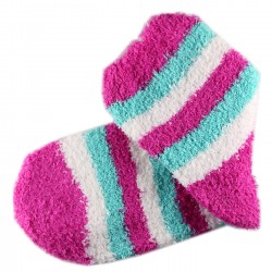 Pack de 3 Paires Chaussettes Chaudes Polaire Motif Rayée Fuchsia