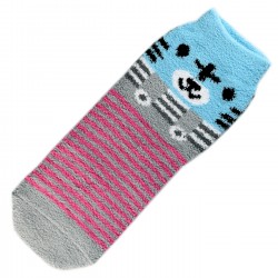 Pack de 3 Paires Chaussettes Chaudes Polaire Motif Animal Fuchsia