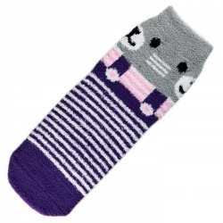 Pack de 3 Paires Chaussettes Chaudes Polaire Motif Animal Violet