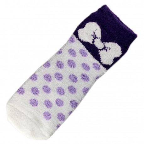 Chaussettes Chaudes Polaire Motif Noeud Papillon Mauve