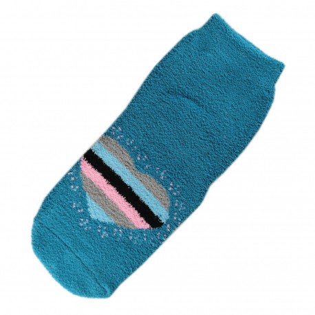 Pack de 2 Paires Chaussettes Chaudes Polaires Motif Cœur Bleu canard T.U.