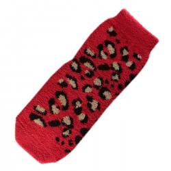 Pack de 2 Paires Chaussettes Chaudes Polaires Motif Panthère Rouge T.U.