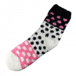 Pack de 2 Paires Chaussettes Chaudes Polaire Motif Petit Pois T.U.