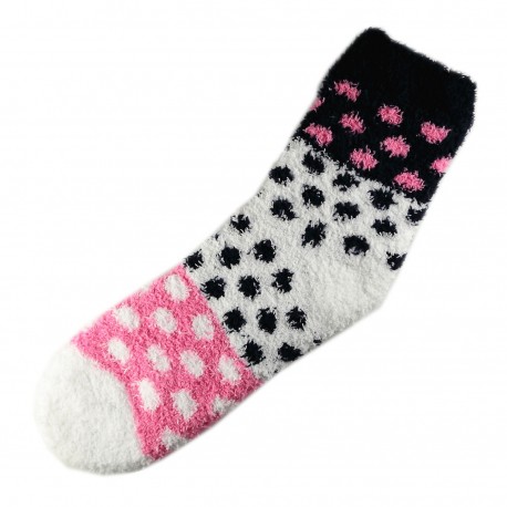 Pack de 6 Paires Chaussettes Chaudes Assorties Polaire Motif Petit Pois T.U.