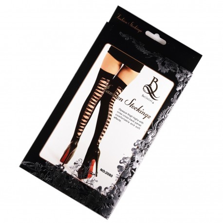 BAS OPAQUE SEXY NOIR Effet laçage arrière T.U