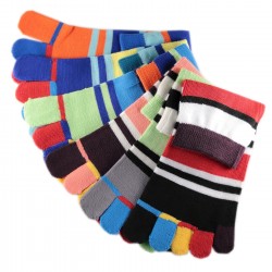 Pack de 6 Paires Socquettes à doigts Rayures Multicolores Assorties T.U.