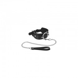 Collier noir anneau et laisse