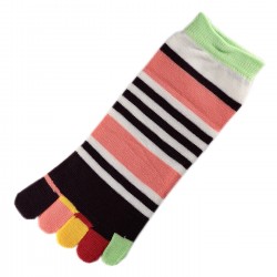 Pack de 2 Paires Socquettes à doigts Rayures Multicolores T.U.