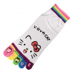 Pack de 2 Paires Socquettes à doigts CHAT Love Cat Blanc T.U.