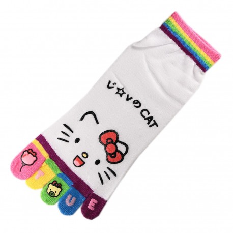 Pack de 2 Paires Socquettes à doigts CHAT Love Cat Blanc T.U.