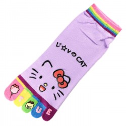 Pack de 2 Paires Socquettes à doigts CHAT Love Cat Mauve T.U.