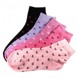 Pack de 7 Paires Chaussettes Assorties Coton Coeur Femme T.U.