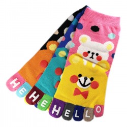 Pack de 6 Paires Socquettes à doigts HELLO les nounours Assorties T.U.