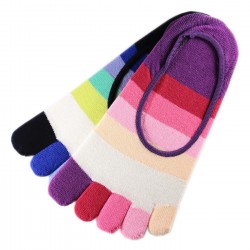 Pack de 4 Paires Socquettes INVISIBLE à doigts Rayures Multicolores Assorties T.U.