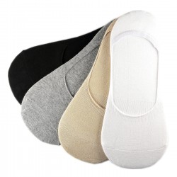 Pack de 4 Paires Socquettes Invisible Assorties Anti-dérapant T.U.