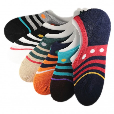 Pack de 12 Paires Socquettes Invisible Assorties Anti-dérapant T.U.