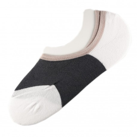 Pack de 2 Paires Socquettes Invisible Anti-dérapant Gris T.U.