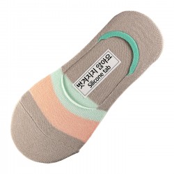 Pack de 12 Paires Socquettes Invisible Rayure Anti-dérapant Beige T.U.