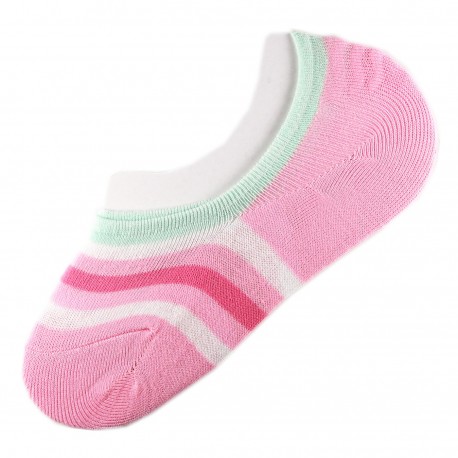 Pack de 2 Paires Socquettes Invisible Rayure Anti-dérapant Rose T.U.