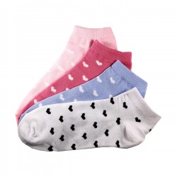 Pack de 4 Paires Socquettes Assorties Coton Coeur Femme T.U.